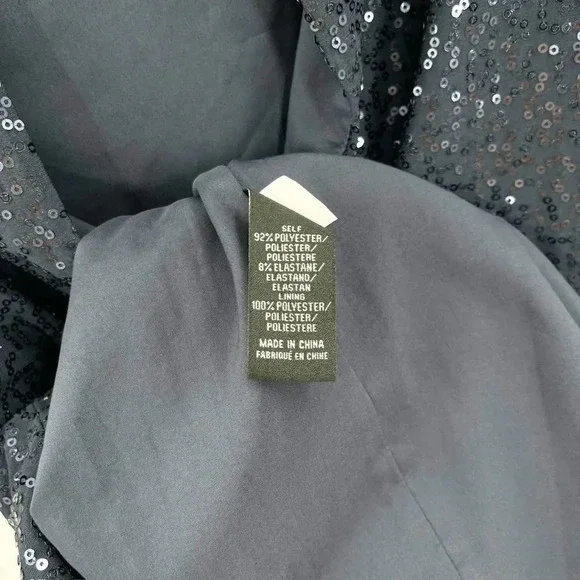 Tibi Sequin Cocktail Dress Womens Sz XS Blue Long Sleeve Shift Mini Keyhole Back - Picture 5 of 5